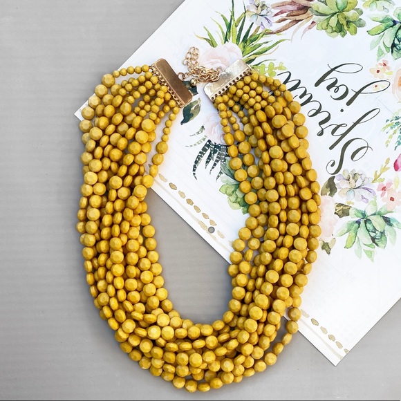Yellow Mustard Multi beaded Handmade Necklace - Picture 4 of 10